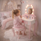 Продукт GINGER HOME - Детска Дървена Тоалетка с Огледало и Светлини, Розова - 6 - BG Hlapeta
