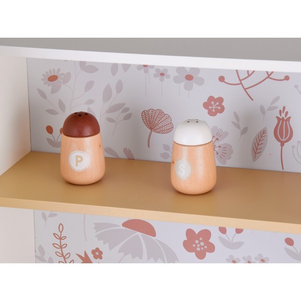 Продукт GINGER HOME - Детска Дървена Кухня, Винтидж Модел с Електронни Котлони, Светлини, Звуци и Мивка с Течаща Вода, 91×31×90 см - 0 - BG Hlapeta