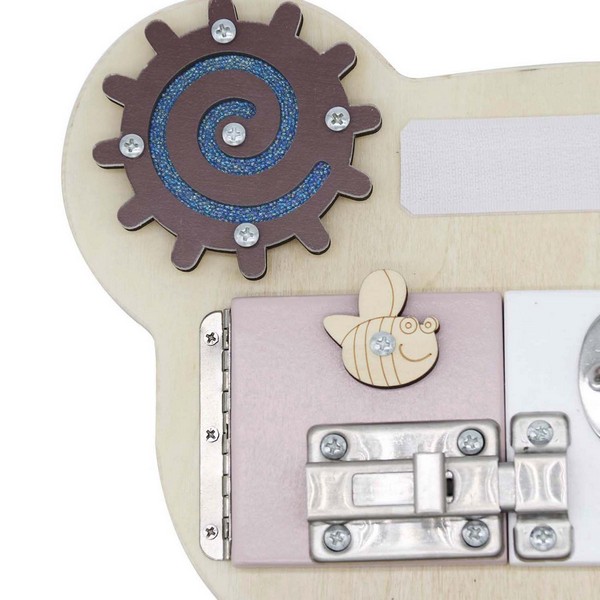 Продукт GINGER HOME - Дървен бизи борд Мече, Монтесори, дъска за фина моторика, 30x39 см - 0 - BG Hlapeta