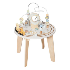 GINGER HOME - Дървена образователна маса с сабиринт и мъниста, 40x40x54 см