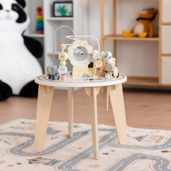 Продукт GINGER HOME - Дървена образователна маса с сабиринт и мъниста, 40x40x54 см - 0 - BG Hlapeta