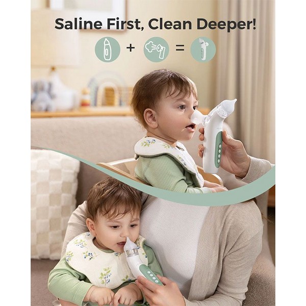 Продукт Momcozy - Електрически аспиратор за нос за бебета и деца 2 в 1 със спрей и вакуум, със светлина и музика - 0 - BG Hlapeta