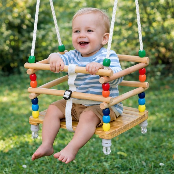 Продукт GINGER HOME - Детска Дървена Люлка с Колан и Бордове - 0 - BG Hlapeta