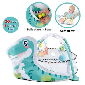 TEANTOYS - Бебешка Активна Гимнастика 4-в-1 с Топки и Меки Стени Дино Дизайн