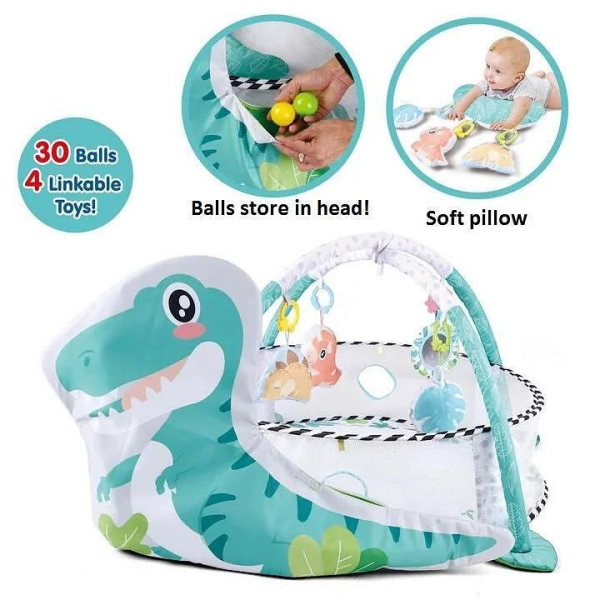 TEANTOYS - Бебешка Активна Гимнастика 4-в-1 с Топки и Меки Стени Дино Дизайн