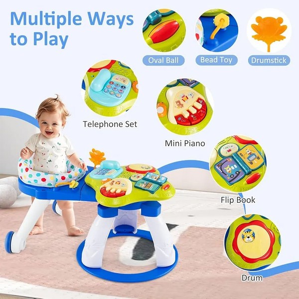 Продукт TEANTOYS - Бебешки активен център 3 в 1 с проходилка и музикална маса – регулируема височина - 0 - BG Hlapeta