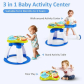Продукт TEANTOYS - Бебешки активен център 3 в 1 с проходилка и музикална маса – регулируема височина - 3 - BG Hlapeta