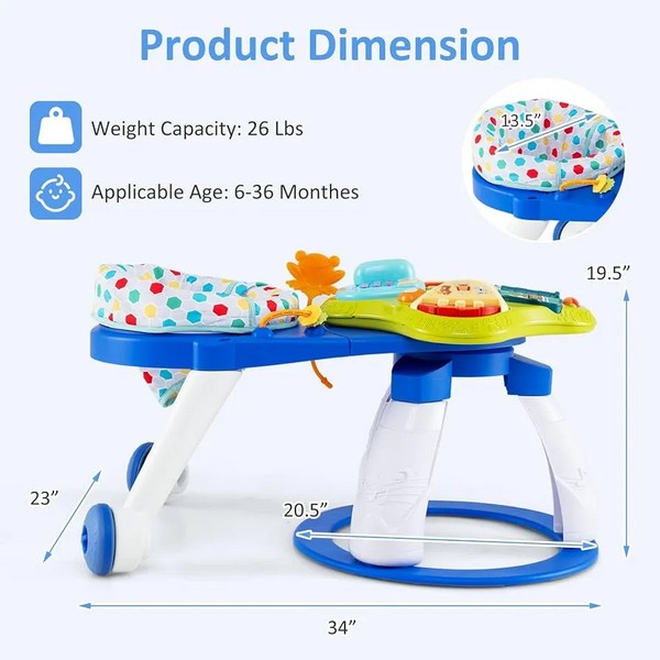 Продукт TEANTOYS - Бебешки активен център 3 в 1 с проходилка и музикална маса – регулируема височина - 0 - BG Hlapeta