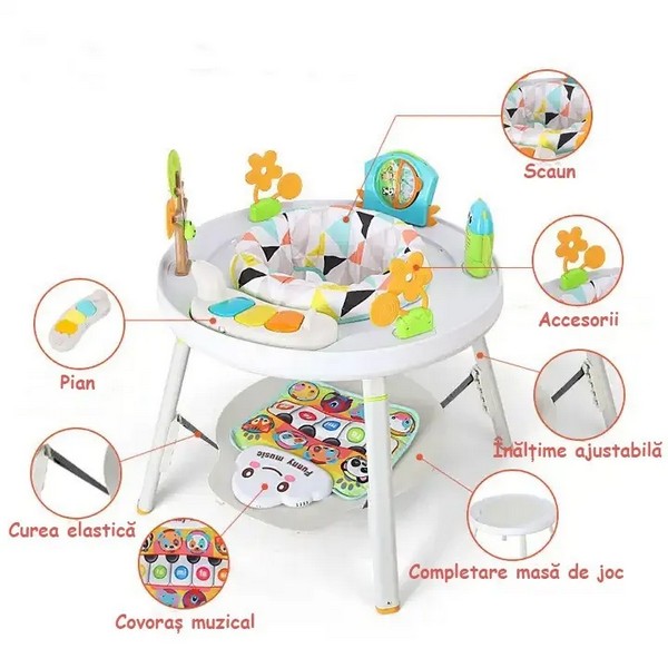 Продукт TEANTOYS - Бебешки активен център 3 в 1 с въртяща седалка, музикално килимче и масичка - 0 - BG Hlapeta