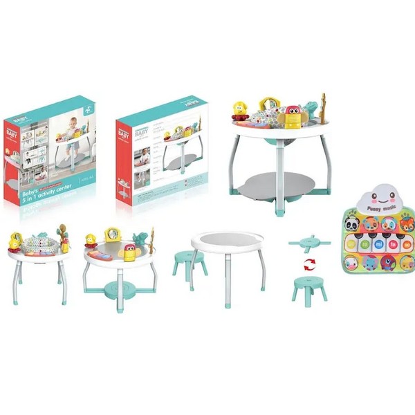 Продукт TEANTOYS - Бебешки активен център 5 в 1 с музика, играчки, масичка и столче - 0 - BG Hlapeta