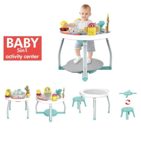 TEANTOYS - Бебешки активен център 5 в 1 с музика, играчки, масичка и столче