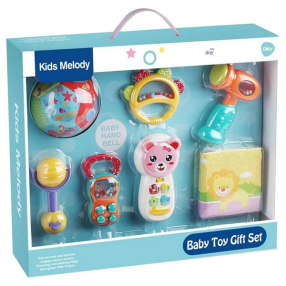 TEANTOYS - Бебешки подаръчен комплект с музикален телефон, дрънкалки и мека книжка – 7 части