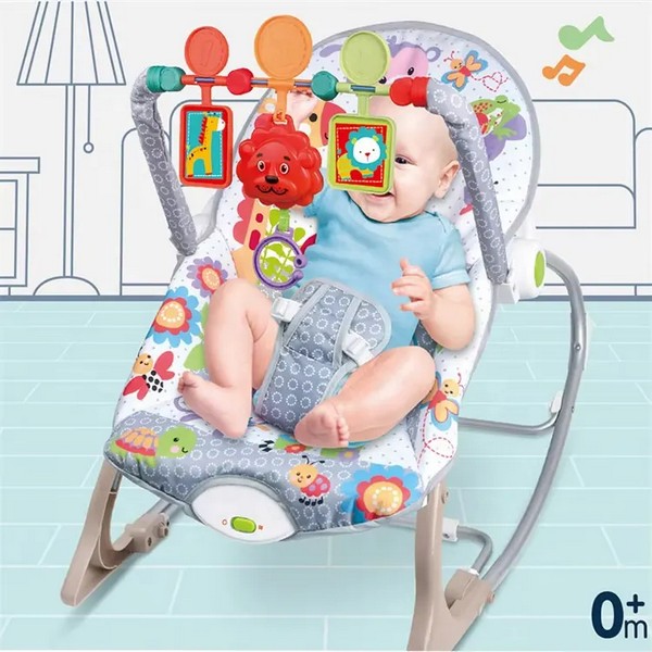 Продукт TEANTOYS Tiibaby Cartoon Deluxe Bouncer - Бебешки шезлонг с музикална арка и играчки - 0 - BG Hlapeta