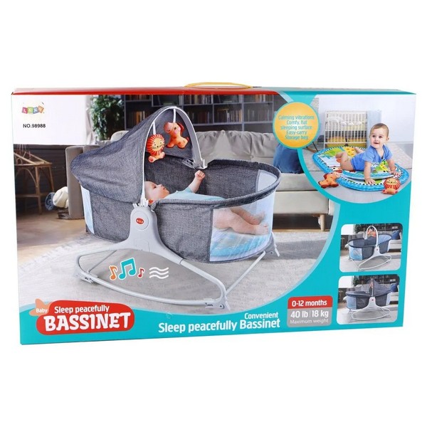 Продукт TEANTOYS - Бебешко люлеещо се легло 2 в 1 с вибрации, музика и сенник - 0 - BG Hlapeta