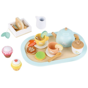Lelin Toys - Дървен сервиз за чай, Цветя Lelin Toys - Дървен сервиз за чай, Цветя