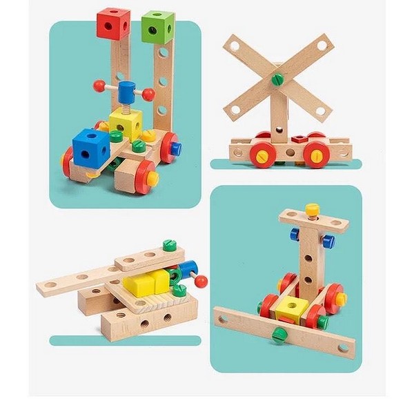 Продукт TEANTOYS Работилница - Дървен Конструктор, Образователен комплект с инструменти 100+ части - 0 - BG Hlapeta