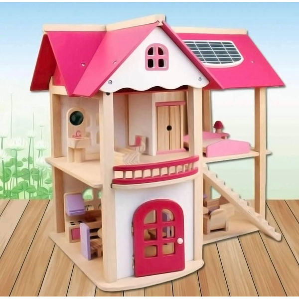 TEANTOYS - Дървена къща за кукли двуетажен мечтан дом