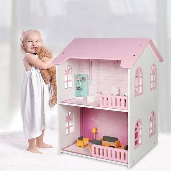Продукт TEANTOYS - Дървена къща за кукли с мебели 2 етажа - 0 - BG Hlapeta