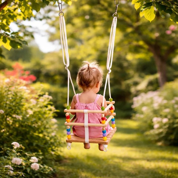 Продукт GINGER HOME - Детска Дървена Люлка с Колан и Бордове - 0 - BG Hlapeta