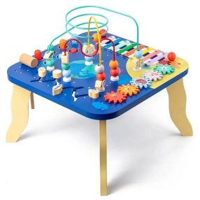 TEANTOYS - Дървена мултифункционална масичка за игра – образователен център с музикални и логически занимания TEANTOYS - Дървена мултифункционална масичка за игра – образователен център с музикални и логически занимания