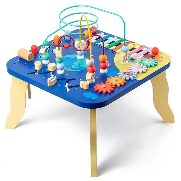 TEANTOYS - Дървена мултифункционална масичка за игра – образователен център с музикални и логически занимания