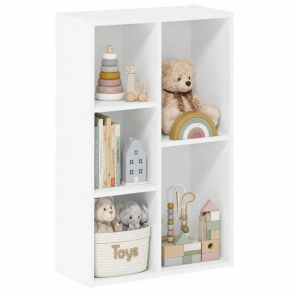 GINGER HOME - Детска Етажерка с 5 Отделения, Бял Органайзер за Книги и Играчки