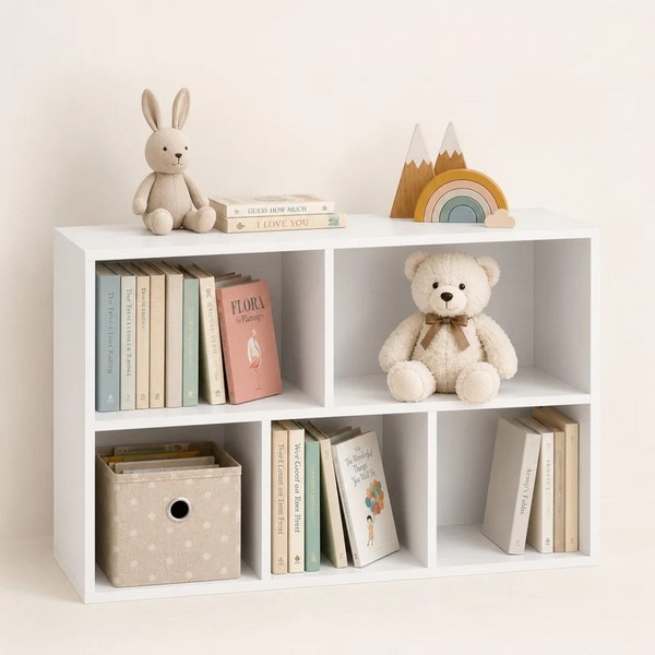 Продукт GINGER HOME - Детска Етажерка с 5 Отделения, Бял Органайзер за Книги и Играчки - 0 - BG Hlapeta