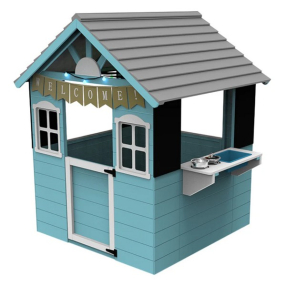 GINGER HOME - Детска дървена къща за игра с кухня – 110×103×137 см