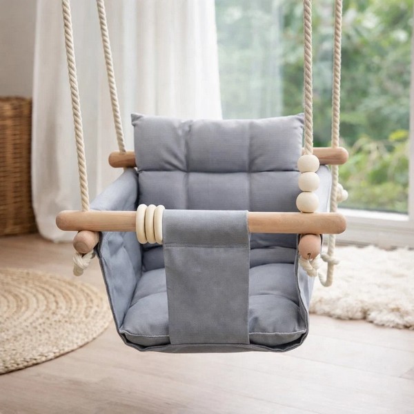 Продукт GINGER HOME Scandi – Детска Дървена Люлка Мека Памучна Седалка с Облегалка, 28×28×196 см - 0 - BG Hlapeta