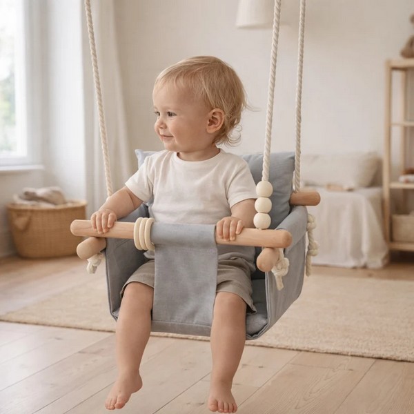 Продукт GINGER HOME Scandi – Детска Дървена Люлка Мека Памучна Седалка с Облегалка, 28×28×196 см - 0 - BG Hlapeta
