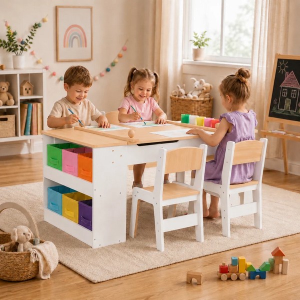 Продукт GINGER HOME - Детска Дървена Маса 3 в 1 109x60x55 см - 0 - BG Hlapeta