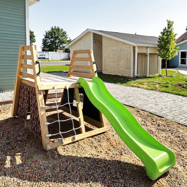 Продукт GINGER HOME - Детска дървена пързалка с катерушка за двор, 285×152×123 см - 0 - BG Hlapeta
