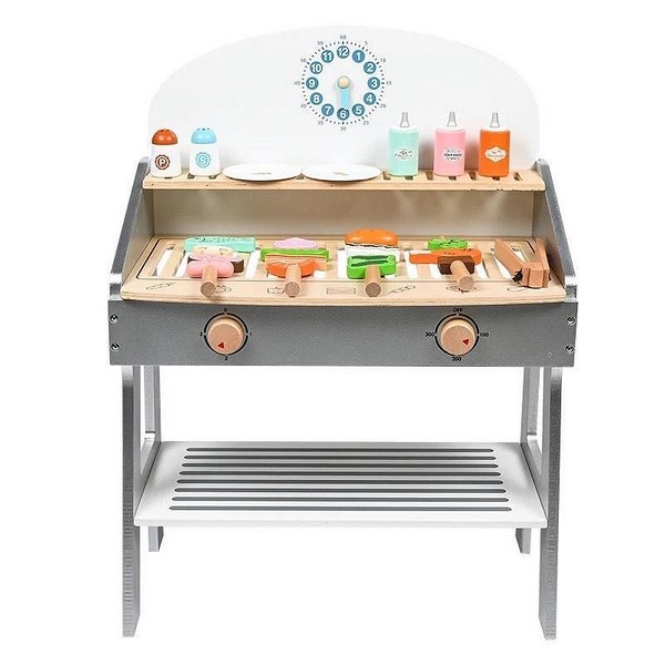 TEANTOYS - Детска дървена скара с аксесоари и храни