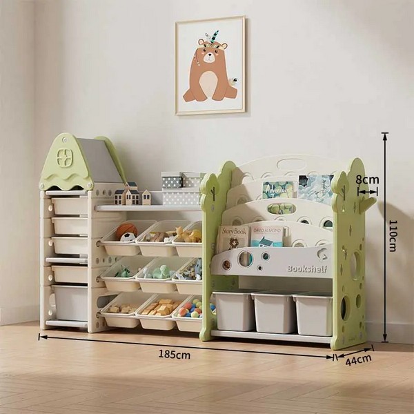 Продукт Feelkids - Детска етажерка-органайзер за играчки и книги със 17 отделения и изтеглящи се кутии - 0 - BG Hlapeta