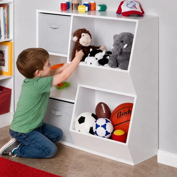 Продукт GINGER HOME - Детска Етажерка, Органайзер за Книги и Играчки с 2 Текстилни Кутии - 0 - BG Hlapeta