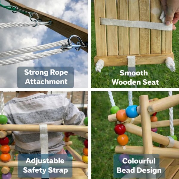 Продукт GINGER HOME - Детска Дървена Люлка с Колан и Бордове - 0 - BG Hlapeta