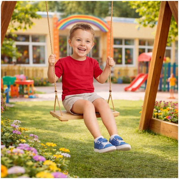 Продукт GINGER HOME - Детска Дървена Люлка за Двор с Въжета - 0 - BG Hlapeta