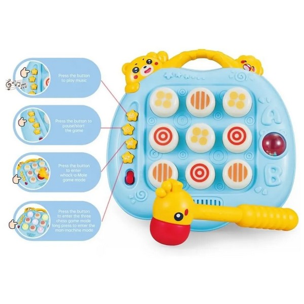 Продукт TEANTOYS Удари къртицата - Детска музикална игра с чукче, светлини и звуци - 0 - BG Hlapeta