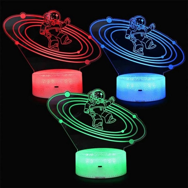 Продукт Robe Toy Космонавт - Детска нощна декоративна лампа 3D, променящи се цветове, 20 см - 0 - BG Hlapeta