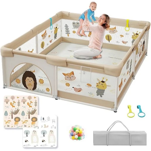 Продукт TEANTOYS - Детска ограда за игра 2 × 2 метра с 50 цветни топки - 0 - BG Hlapeta