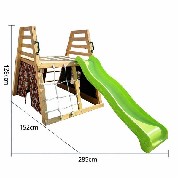 Продукт GINGER HOME - Детска дървена пързалка с катерушка за двор, 285×152×123 см - 0 - BG Hlapeta