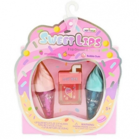 Robe Toy - Детски гланц и олио за устни с форма на сладолед, 3 бр.
