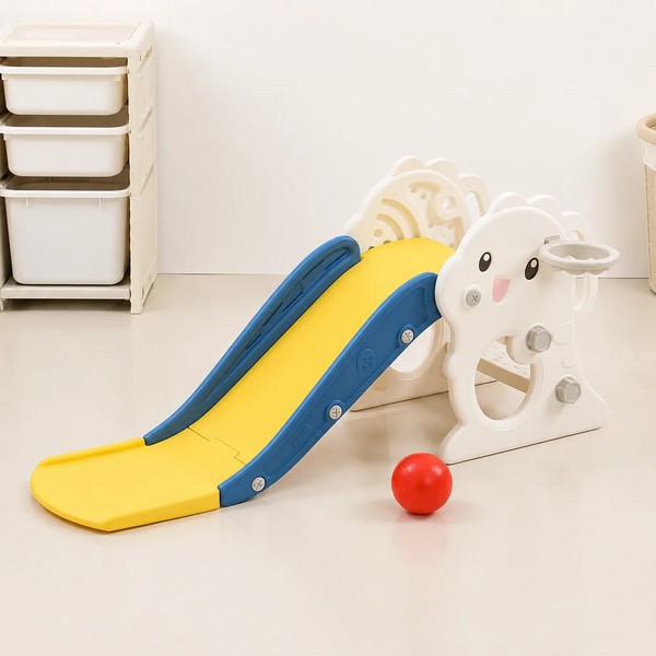 TEANTOYS - Детска сгъваема пързалка с баскетболен кош