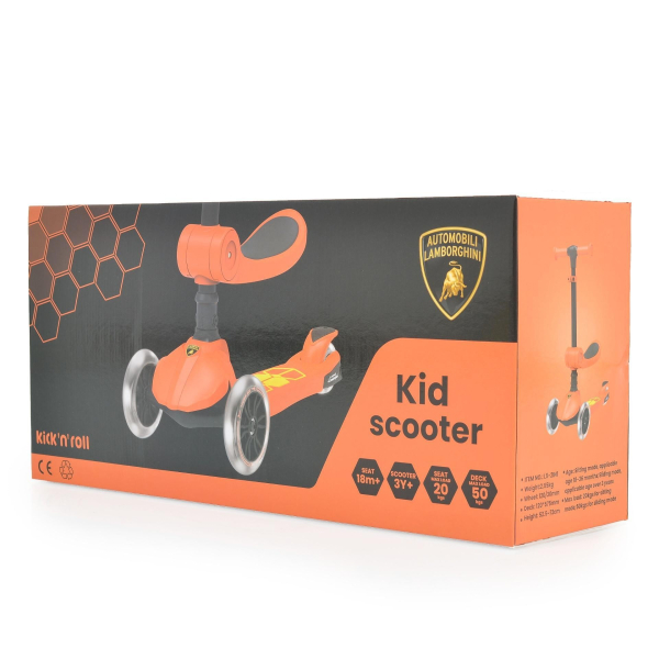 Продукт TEANTOYS - Детска тротинетка 2в1 Lamborghini със седалка и светещи гуми - 0 - BG Hlapeta