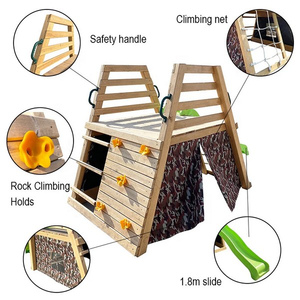 Продукт GINGER HOME - Детска дървена пързалка с катерушка за двор, 285×152×123 см - 0 - BG Hlapeta