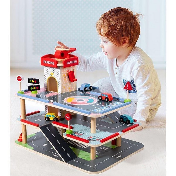 Продукт TEANTOYS - Детски дървен паркинг с автомобили многоетажен гараж за игра - 0 - BG Hlapeta