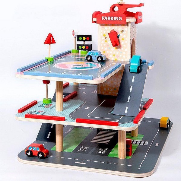 Продукт TEANTOYS - Детски дървен паркинг с автомобили многоетажен гараж за игра - 0 - BG Hlapeta
