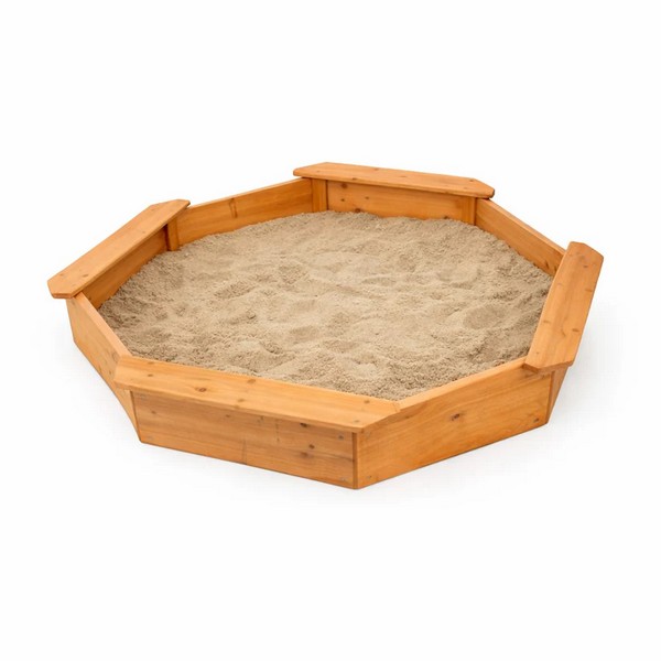 Продукт GINGER HOME - Детски дървен пясъчник – 8-странен модел с 4 седалки, 134.5×134.5 см - 0 - BG Hlapeta