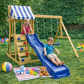 Продукт GINGER HOME - 4 в 1 – Пързалка 1.8 м, 2 Люлки, Катерушка и Въжена Мрежа, 308×318×244 см - 2 - BG Hlapeta