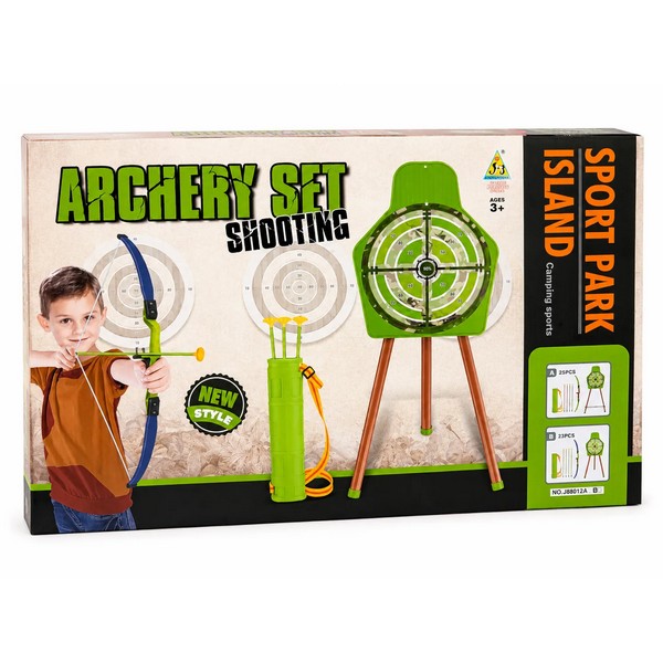 TEANTOYS - Детски комплект за стрелба с лък, стрели и мишена на стойка